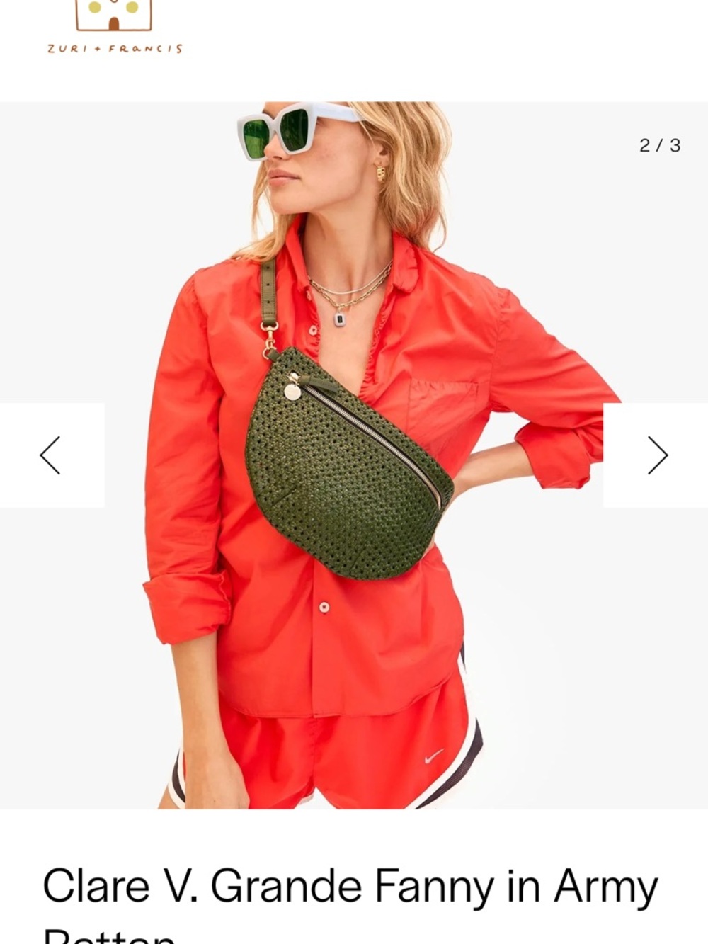 Clare V Grande Fanny Pack in Army Rattan